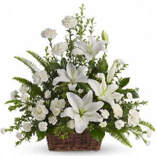 Peaceful White Lilies Basket