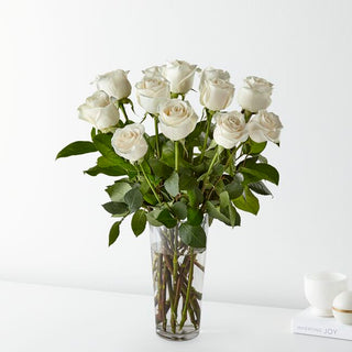 Luxury white rose vase arrangement, perfect for weddings, sympathy flowers, or anniversary gifts in Toronto & GTA