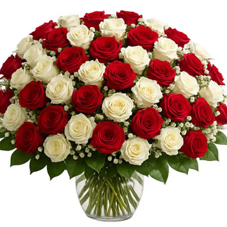 18 red roses and 18 white roses. Perfect Wedding Flowers Toronto