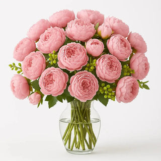 Two Dozen Pink Peonies with a vase