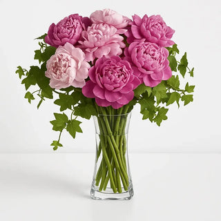 6 pink Peony with a vase (Fresh Cut Flowers Toronto)