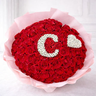 Luxury red roses alphabet bouquet for anniversary gift in Toronto