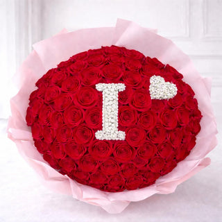 Personalized red rose letter arrangement for Valentine’s Day