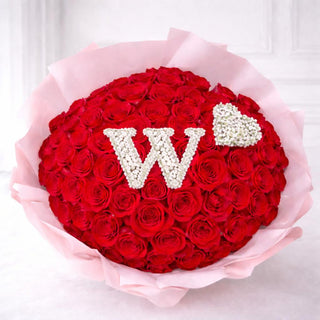 Luxury flower letter bouquet with baby’s breath accent