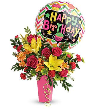 Birthday flowers with balloon for delivery to Ajax