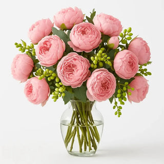 12 Pink Peonies with a vase (Yunza Florist)