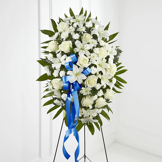 Tribute Standing Spray-Blue Ribbon