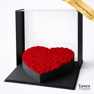Premium preserved red roses in a heart-shaped box, Toronto florist