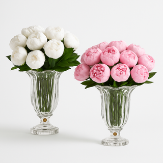 Reception or Altar Peony Arrangements - Set of 2 (White and Pink Peonies For Wedding)