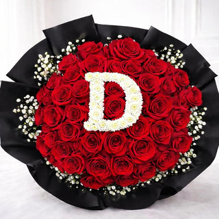 Custom letter flower bouquet made with red roses