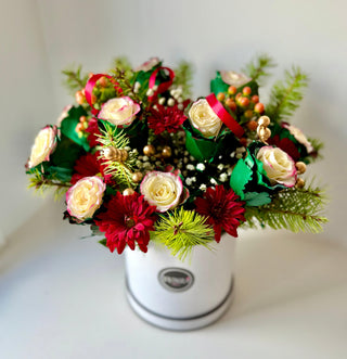 Red and Green Christmas Flowers with Colorful Roses. Yunza Florist Thornhill
