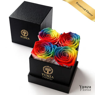 4 Preserved Rainbow Roses