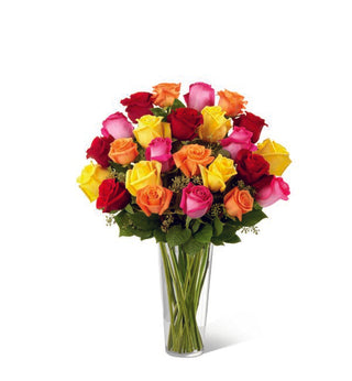 Cheerful blend of colorful roses for birthdays, congratulations, or thank-you gifts