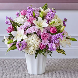 Beautiful funeral floor basket with ideal sympathy flowers for home and funeral service arrangements